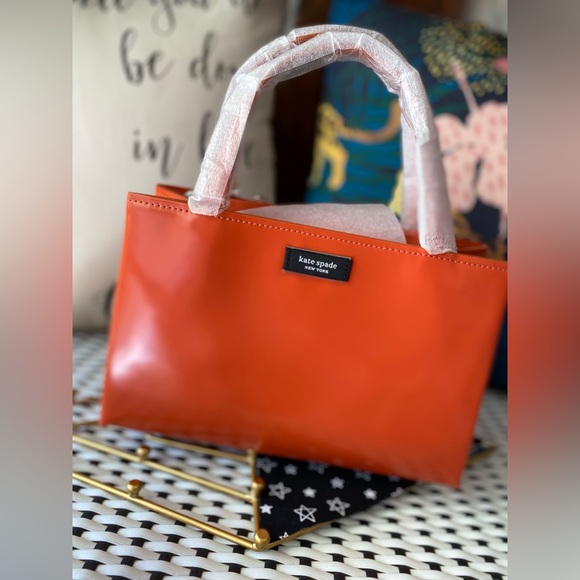 Kate Spade Sam Icon Leather Small Tote ✨ Fiery Orange - Picture 5 of 14